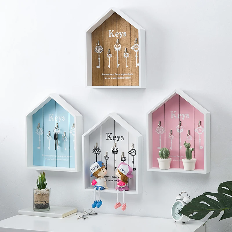 Colorful House Shape Hanging Wall Rack Shelf Wall  Decorations for Home, Shop,kindergarten