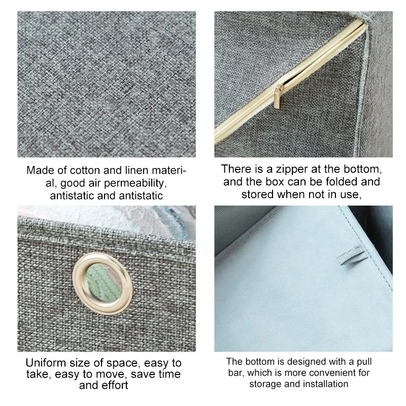 Home Toy Sock Clothing Fabric Covered Cardboard Storage Box Cubes 3 Layer Drawer Underwear Storage Box