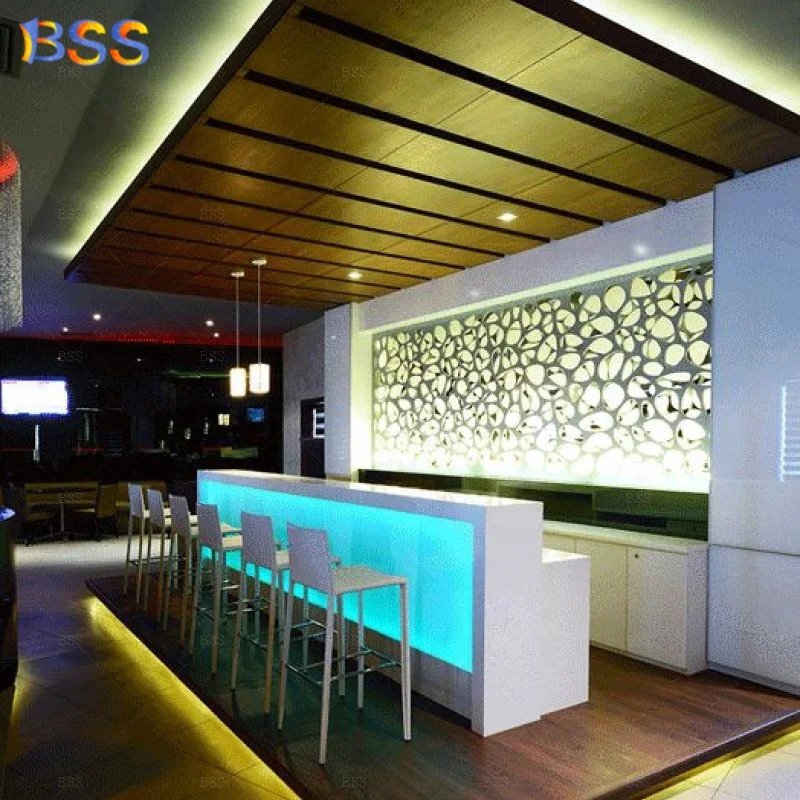 Новый дизайн барная стойка для террасы прямая зеленая светодиодная бара освещение