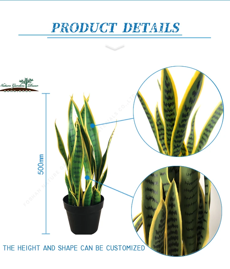 Небольшие пластиковые агавы бонсай растения с горшком Sansevieria Cylindrica
