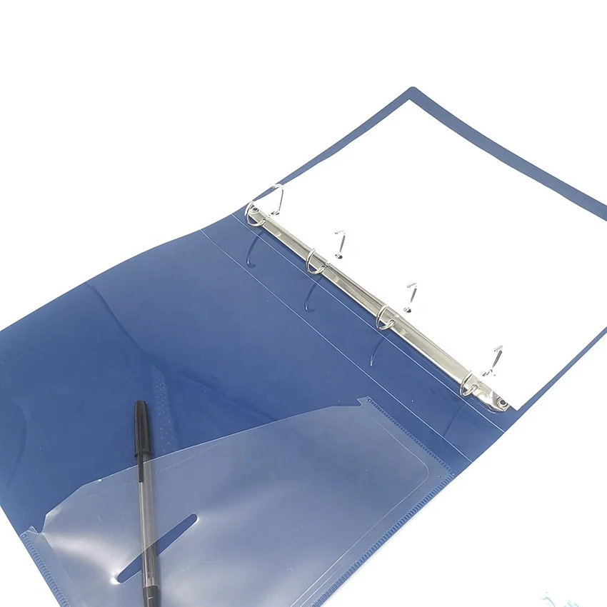 Good quality PP plastic a4 paper 4-holes D-RING binder punch folder with card bag