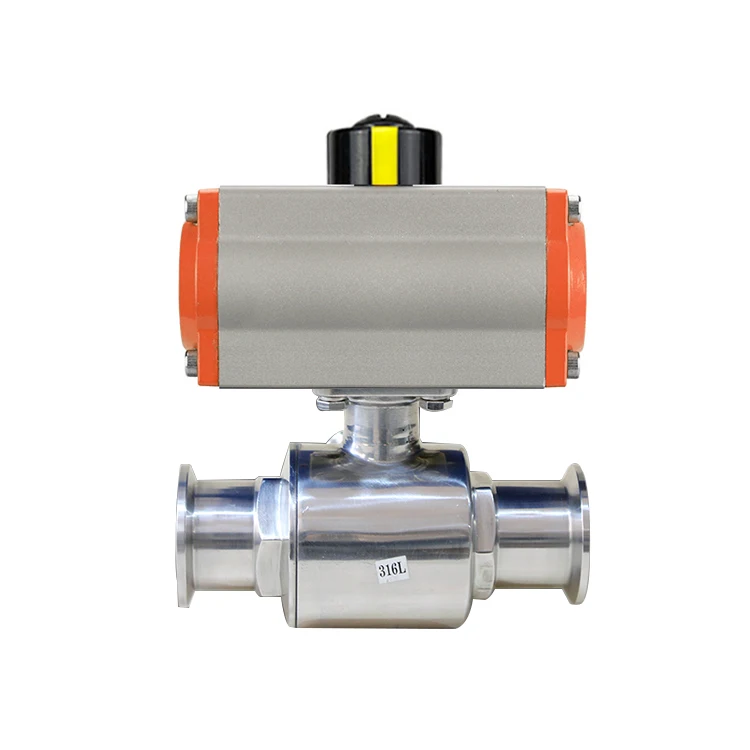 DN32 3 Way T Port Tri Clamp соединения SS316 одношаговый пневматический привод санитарно шаровой