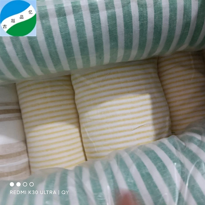 2024 new item woven cotton linen yarn dyed stripe stock lot fabric dress summer clothes