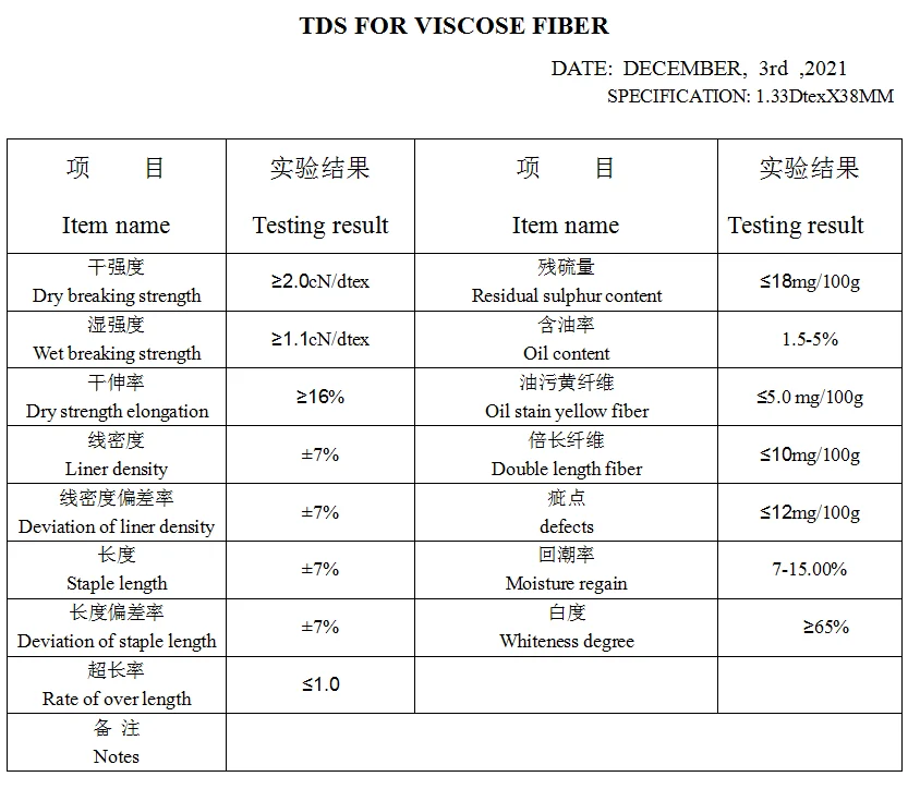 VISCOSE STAPLE FIBER
