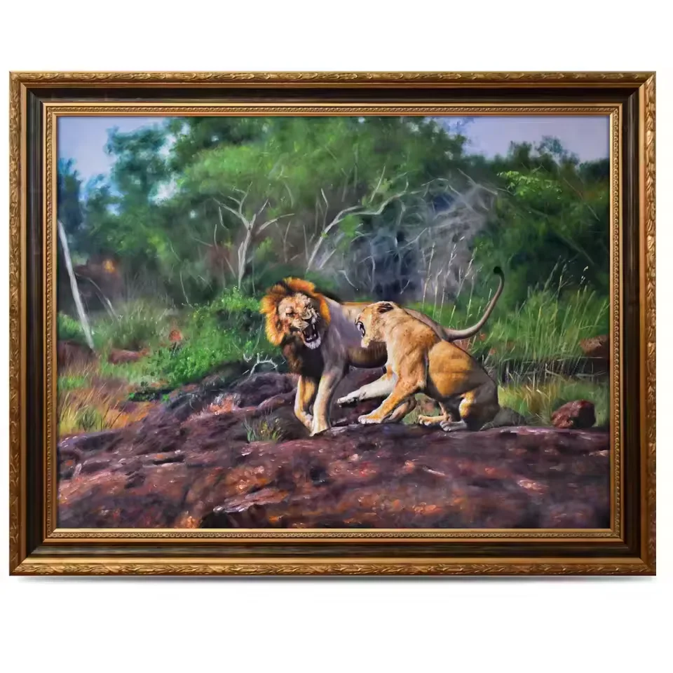 Original Art Custom Professional Handpainted Modern Animal Paintings For Home Decoration