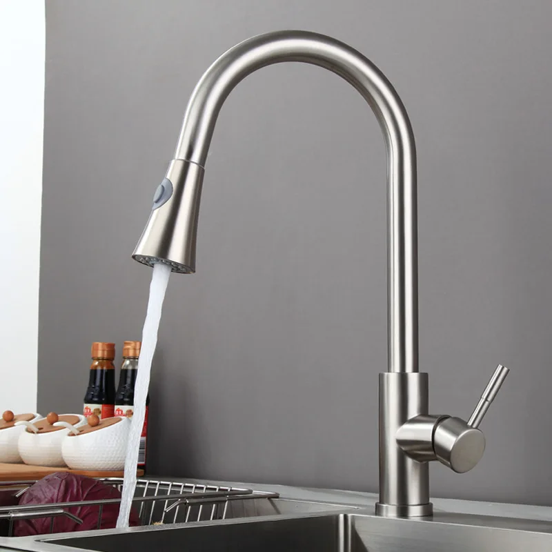  Stainless Steel SUS 304 Pull Down Out Kitchen Faucet with