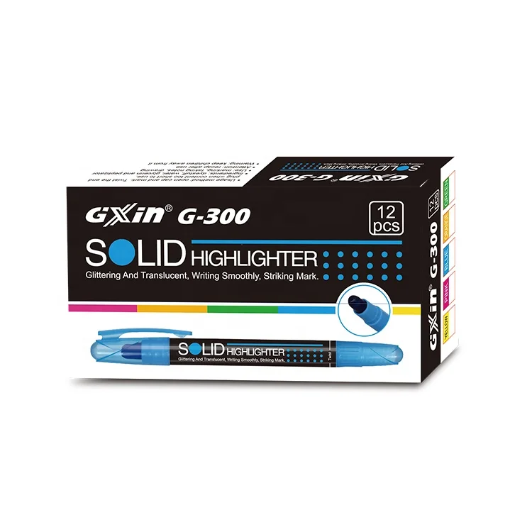 Professional factory wholesale supply 5 colors highlighter pen custom logo package Water-based highlighter pen marker