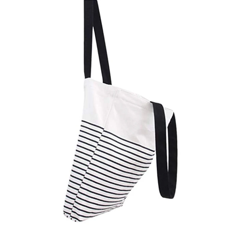 Promotional direct sale grocery black line custom logo printing eco friendly reusable canvas cotton tote shopping bag