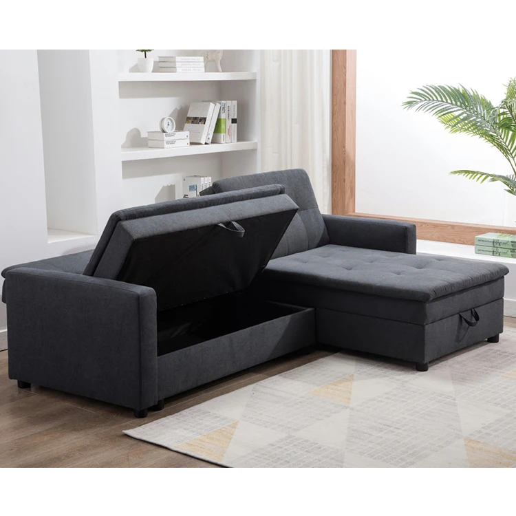 Frank modern luxury gray brown fabric sofa bed bedroom furniture set