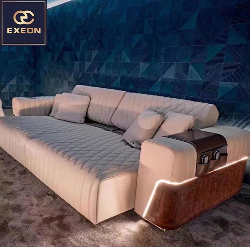 Advanced Modern Luxury Living Room Combination Sofa Soft Cushion Leather Living Room Designer Functional Sofa