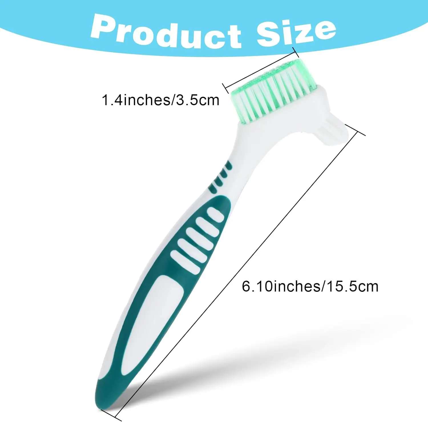 SJ Denture Cleaning Brush Premium Hygiene Denture Cleaner Set Multi-Layered Bristles Rubber Handle Dental Toothbrushes