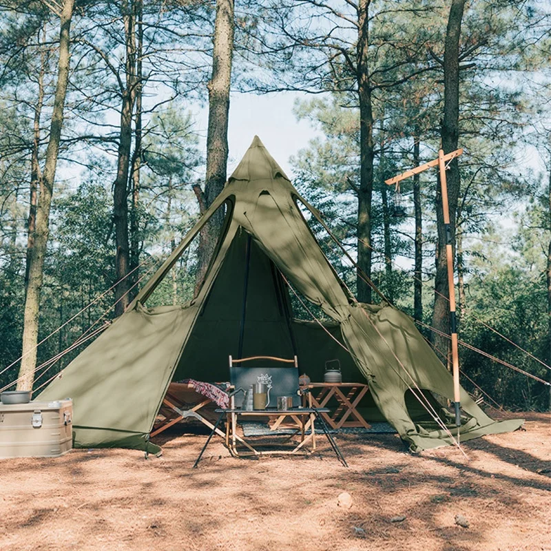 Luxury Glamping Pyramid Tent Indian Style Canvas Tent with Oxford Fabric for Outdoor Adventures