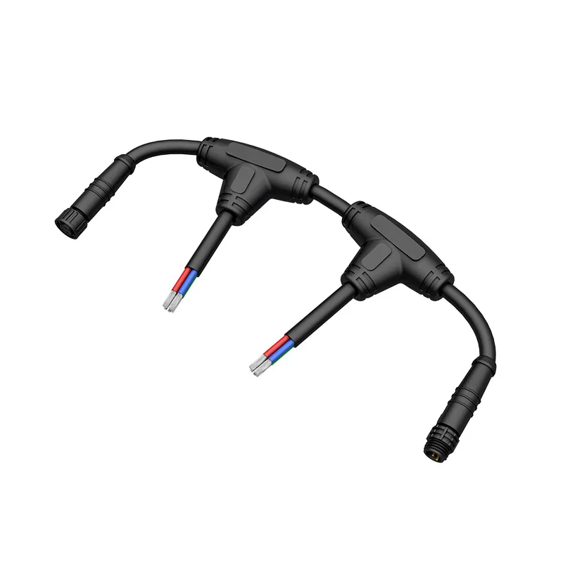 LED plug and socket 12M T shape connector Junction Waterpoof Screw Connection T Connector