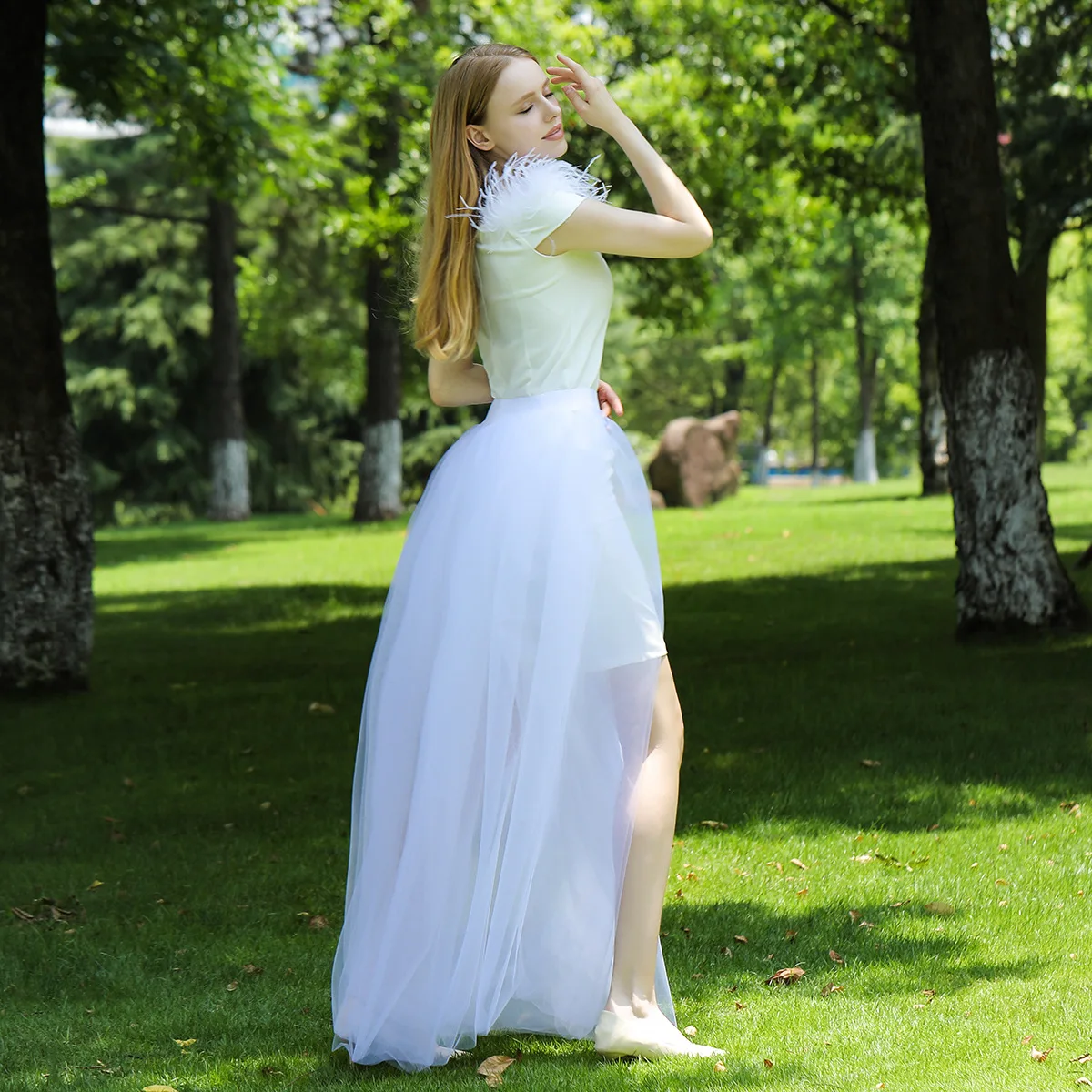 Factory Direct Women Half Skirt 4Layers Tulle Tutu Skirt Pettiskirt Bridesmaid Engagement