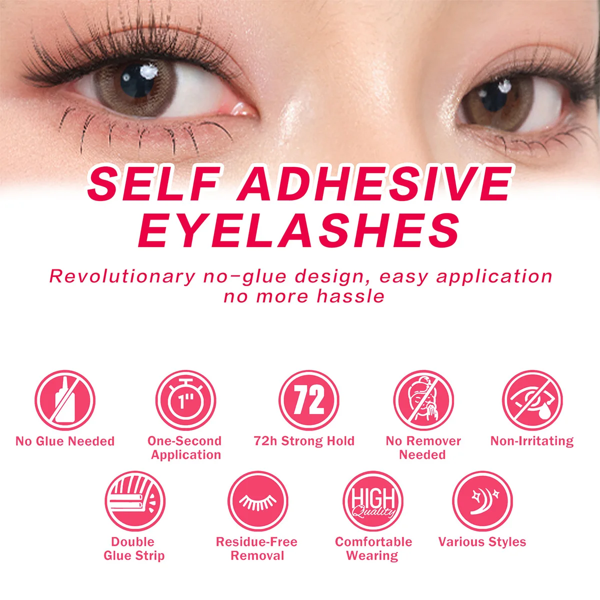 5D Fluffy  Silk Lashes No Glue Needed Self Adhesive Cluster Press on Lashes No Glue Personalized