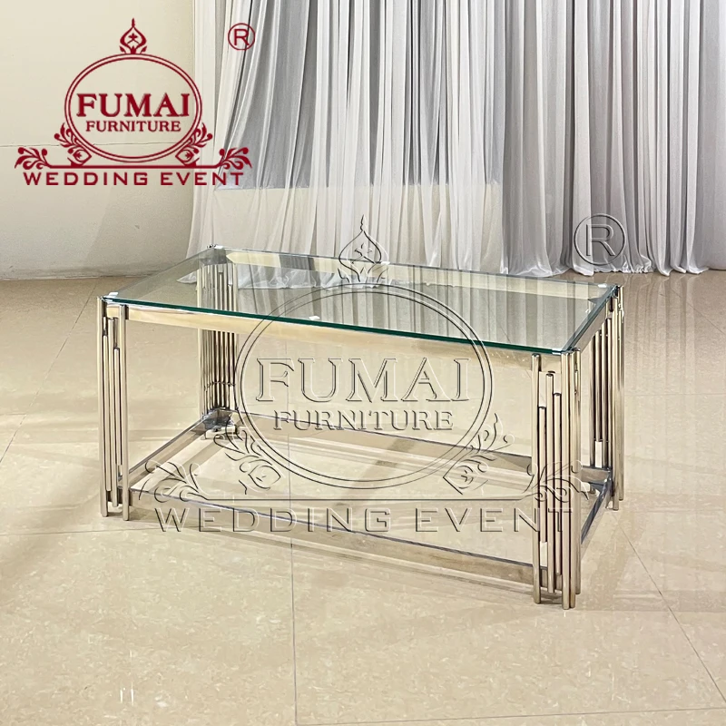 Living Room Stainless Steel  Modern Luxury Centre Glass Coffee Tables