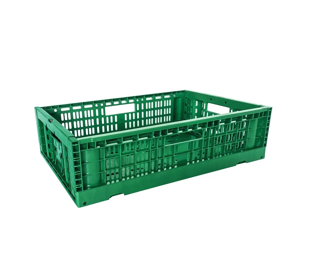mesh type Plastic Material Folded Collapsible Storage Box crate Foldable Stackable For Household Supermarket Storage