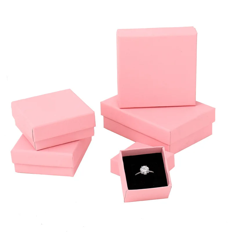 
Cute Design Wholesale Necklace Gift Box Pink Color Square Shaped Custom Paper Jewelry Box Packaging, Jewelry Box 