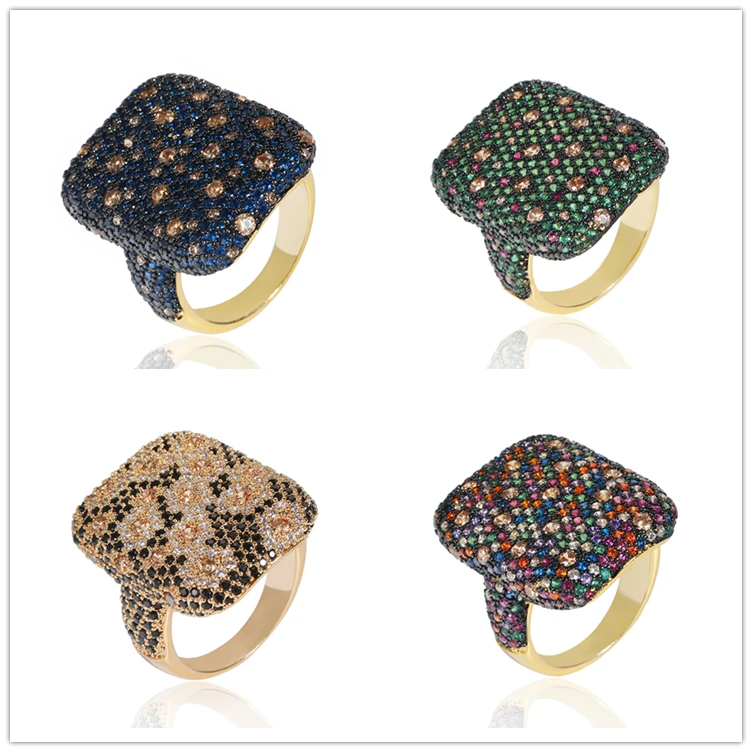 rectangle shaped crystal cubic zirconia ring Rose gold plated pink colored Factory price Guangzhou jewellery rings