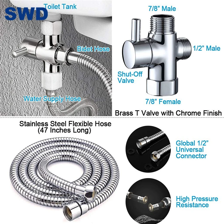 Bathroom Portable Bidets Handheld 304 Stainless Steel Sprayer Toilet Seat Hand Bidet Spray Bathroom Bidet