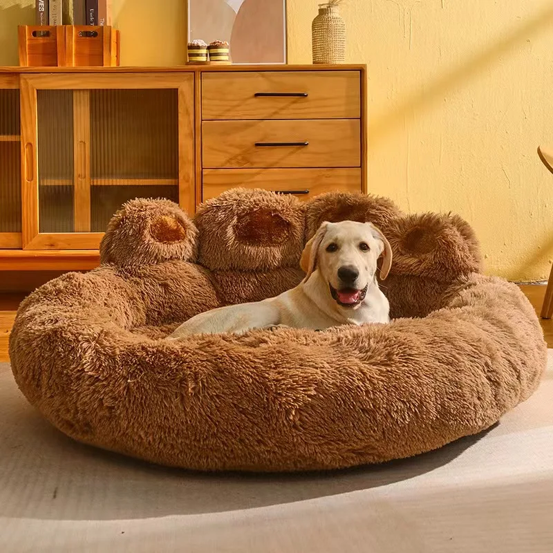 Four Seasons Cute bear paw Fleece-Lined and Breathable Medium and Large Sizes sofa bed for dogs