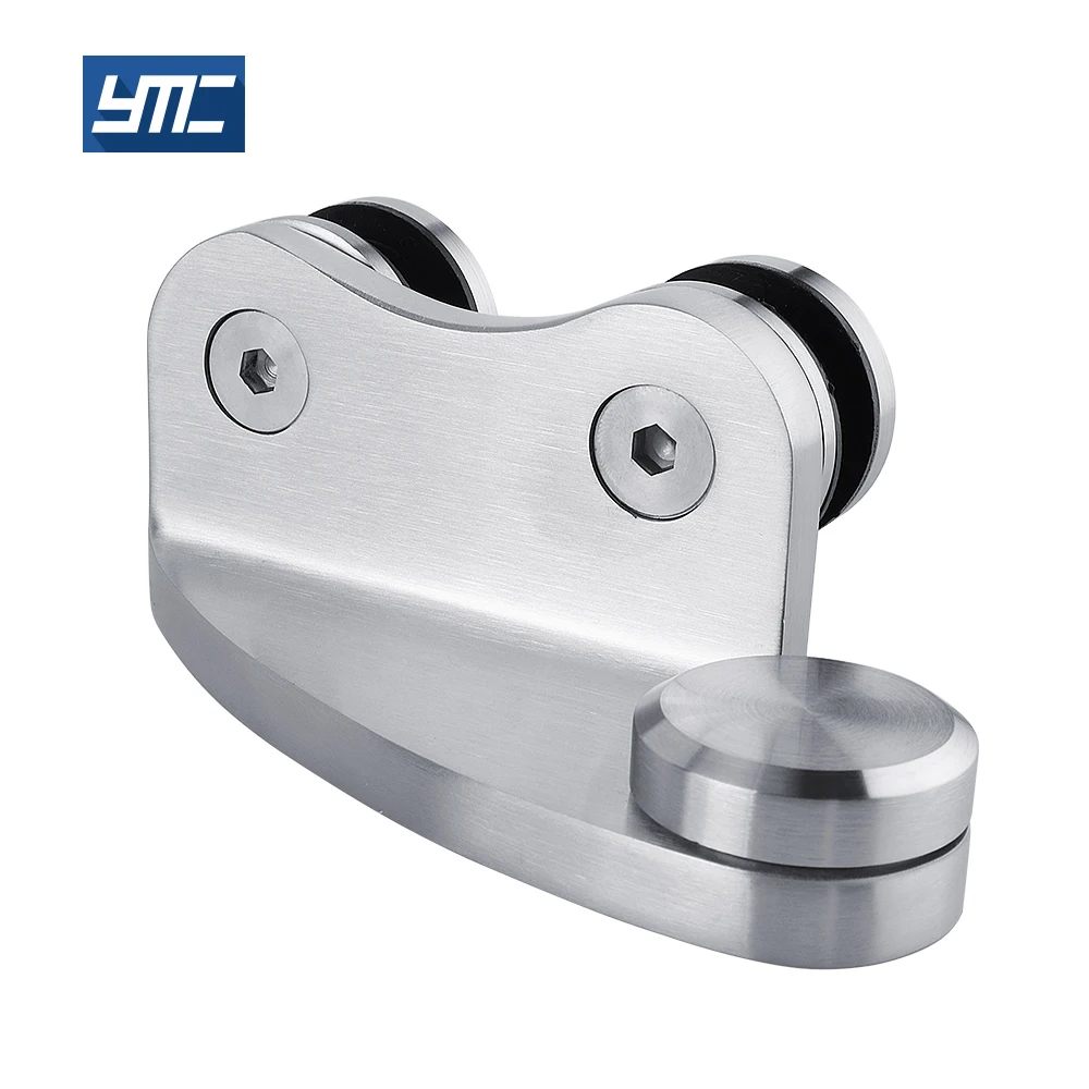 Easy Install Stainless Steel 304 Brushed Offset Bottom Patch Fitting Floor Clip Glass Door Clamp