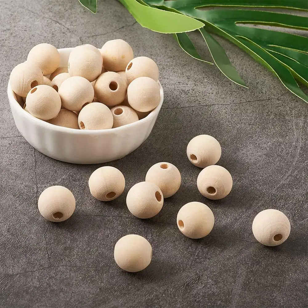 20 pieces 19mm Natural Unfinished with Heart Wood Round Beads Original Color Wooden Slices Ball for DIY Craft Jewelry Making