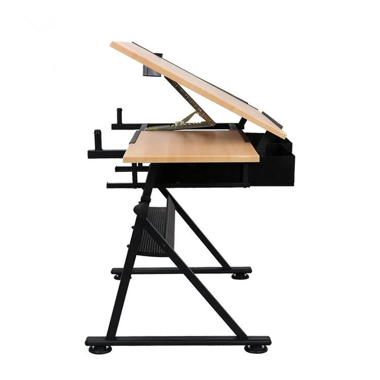 School Furniture Wooden Height Adjustable Draft Desk Drawing Table Desk