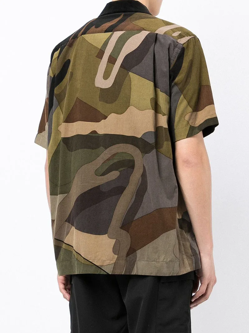 Nange clothing summer oem cuba classic old school streetwear beachwear short sleeve casual abstract fabric men brand name shirts