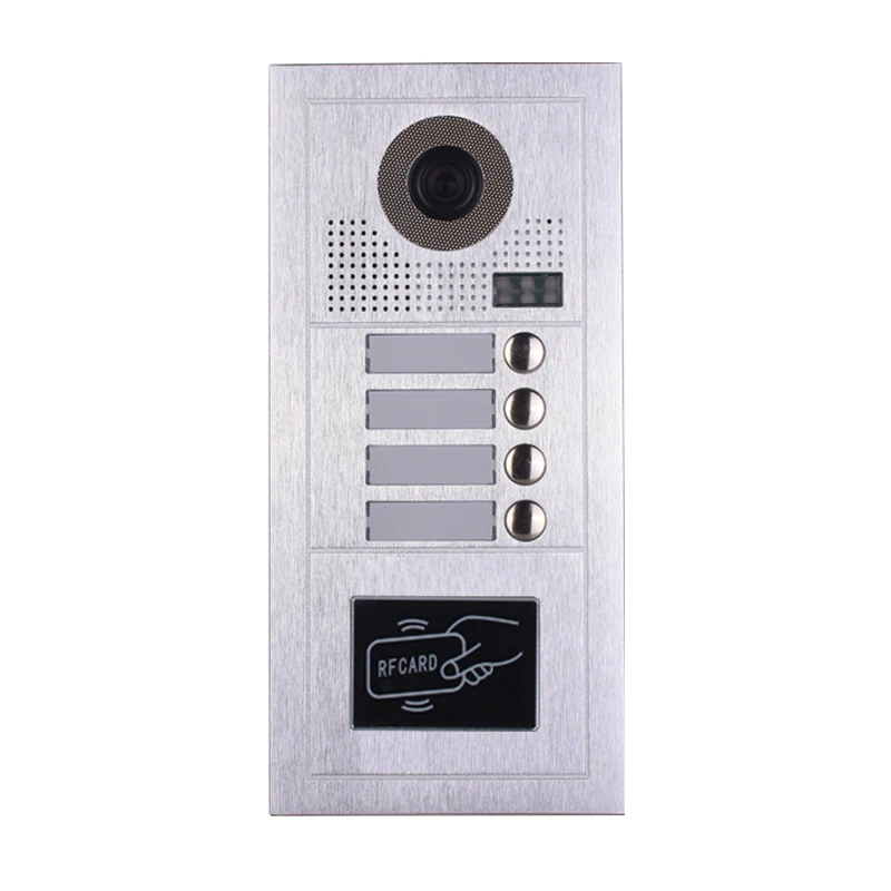 4 Monitors 1 Camera Four Apartments Wired Video Door Phone Audio Visual Intercom System RFID Doorbell