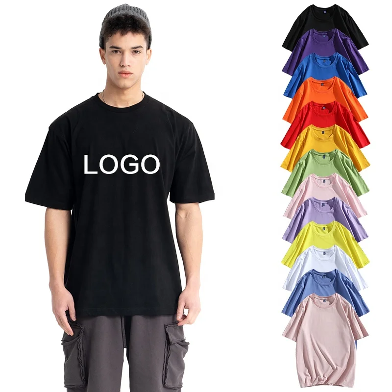
Wholesale 100% Cotton plain t shirts custom label embroidered Printing black t shirt logo heavy blank oversized tshirt for men 