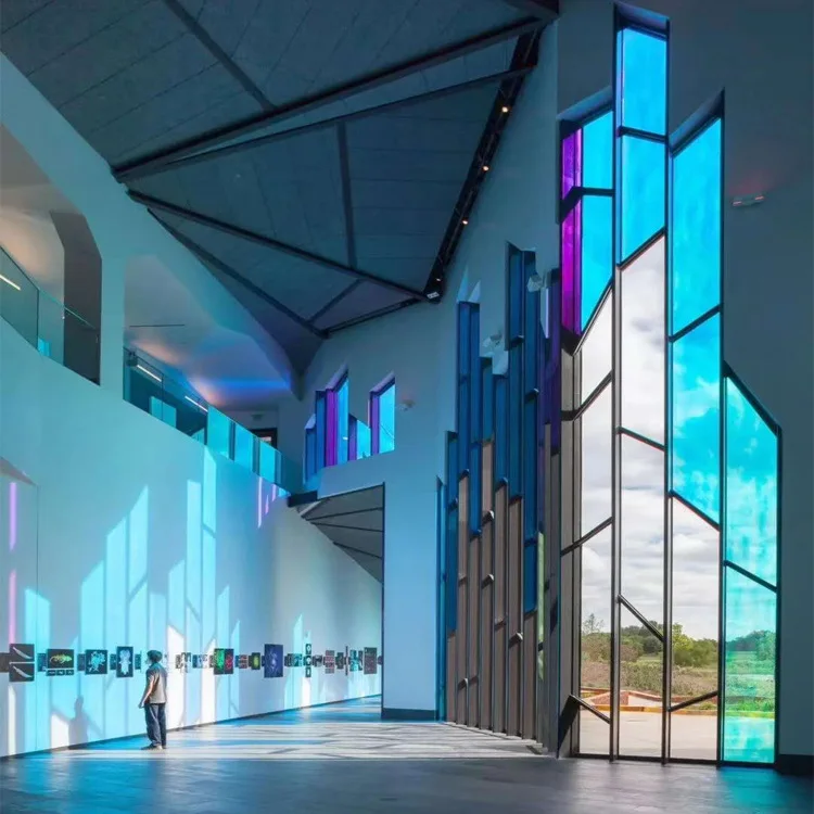 Popular Art Partition Vibrant Glass Decorative Glass Iridescent Coated Glass For Doors And Windows