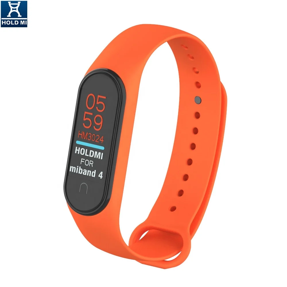 HOLDMI 430222 series orange red silicone replacement strap compatible for mi band 3 and 4