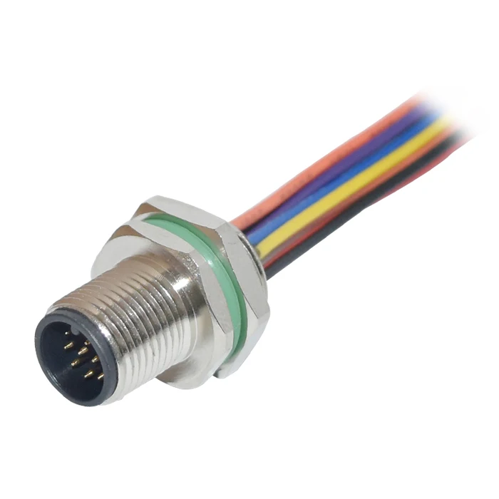 Штекер кодирования с кабелем M12, панельный разъем, 12 контактов