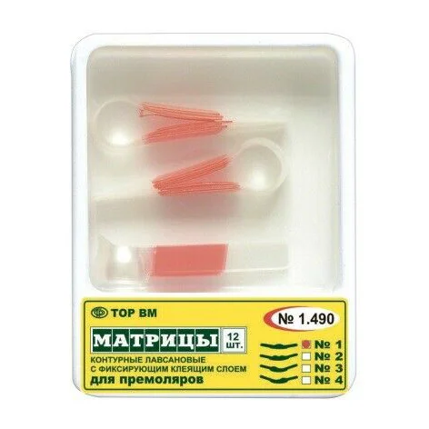 Dental Restorative materials 1.490(1)Dental Kit of Self-Adhesive Transparent Contoured Matrix Band for Premolars 12 pcs. Tor vm