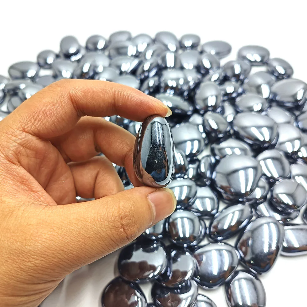 Wholesale Natural Terahertz Quartz Tumbled Stone Metallic Ore Gemstone Ball Polished with Carved Technique