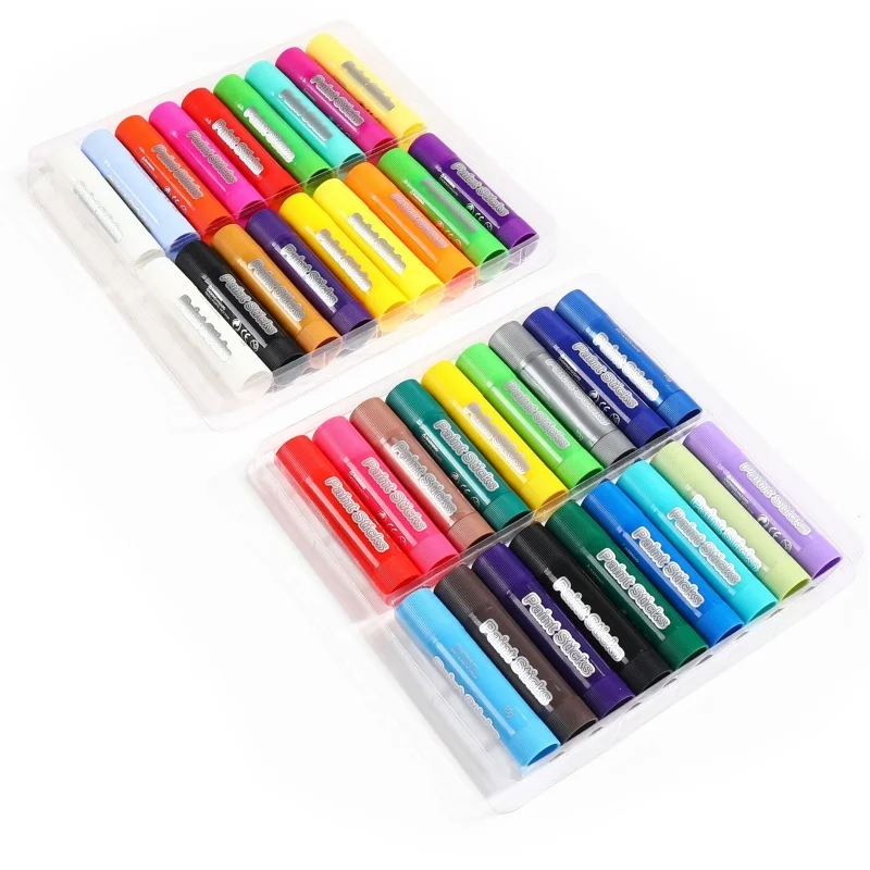 36 Variety Creative Expressions Colors Solid Glue Paint Stick Tempera Crayons 90 Seconds Drying Coverage Graffiti Water-Based