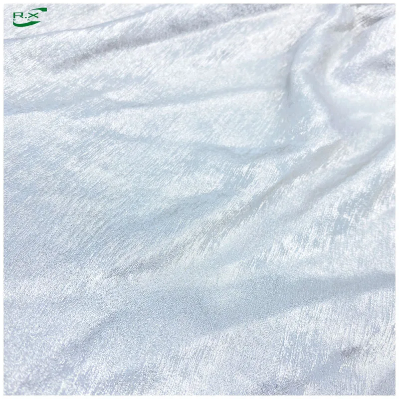 recycled polyester white metallic silky satin heavy shiny fabric for dresses