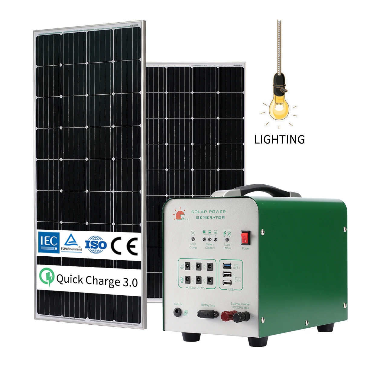 Best Selling Portable Off Grid Home 60W Power Station 2 DC Ports Solar Off Grid Power System