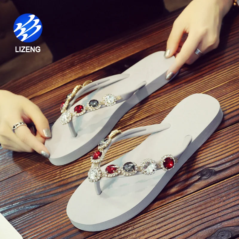 
2020 Rhinestone Beaded Bohemian Dress Flip Flop Slippers For Female 