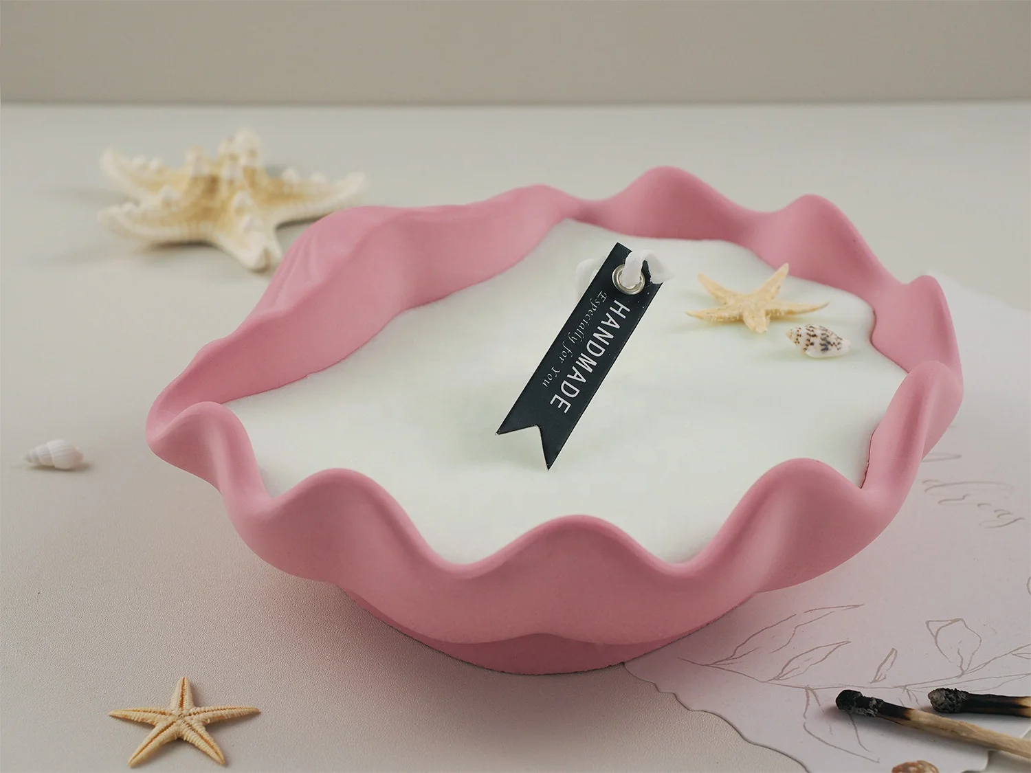CARATTE New Conch Seashell Cement Plaster Jesmonite Dish Tray Mold Concrete Candle Vessel Silicone Mold