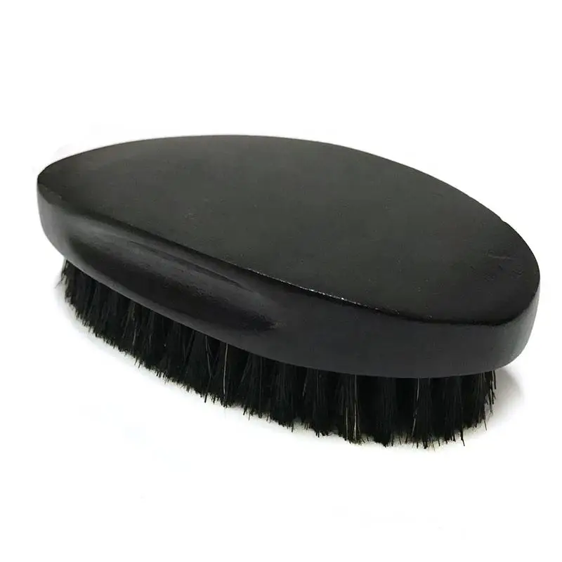 Professional Black Wood Salon Custom Logo Curved Handle Beard Wave Brush For Men
