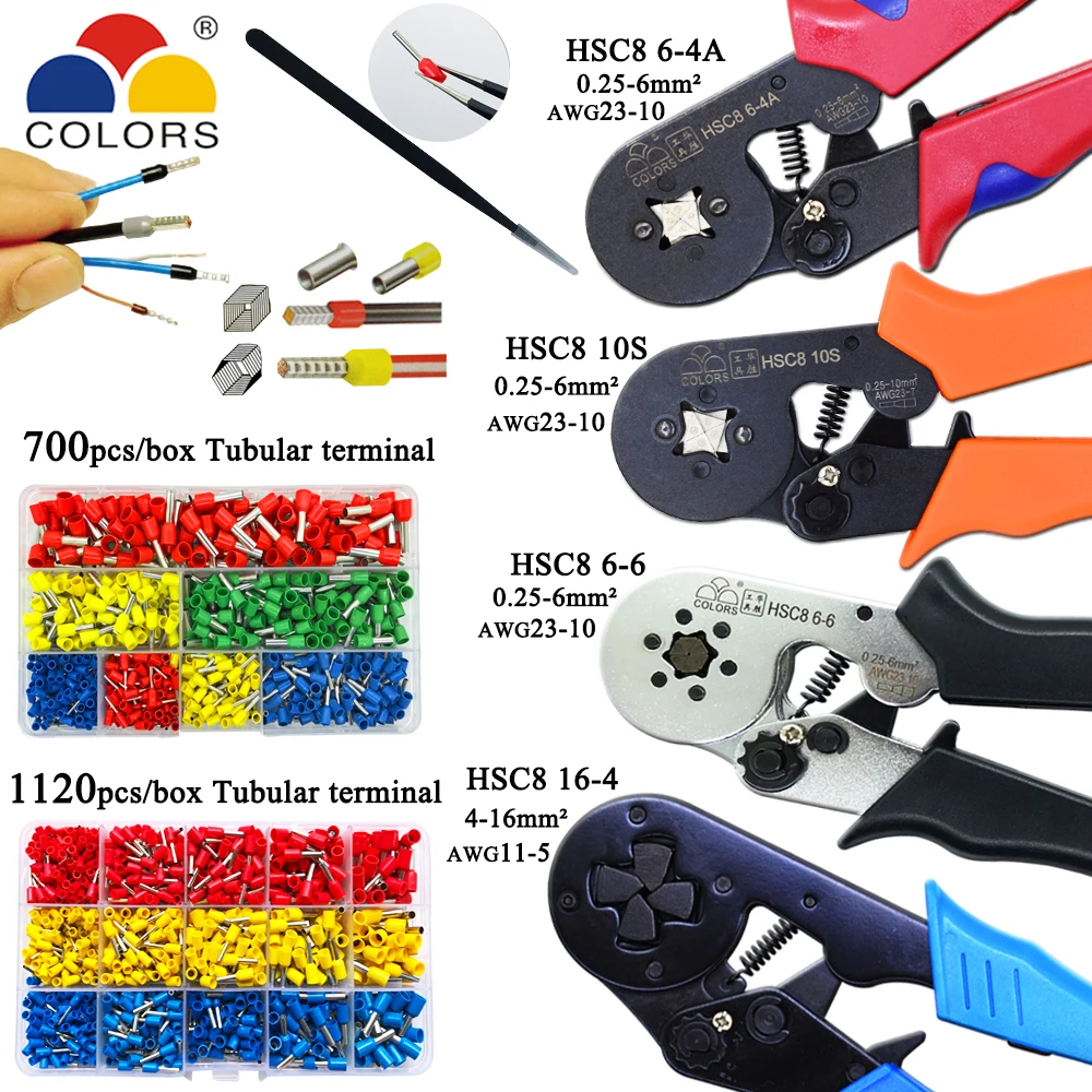 HSC8 10С 0 25-10mm2 23-7AWG 6-4A/6-6 25-6mm2 16-4 обжимные клещи электрическая трубка Клеммы Коробка мини фирменный Зажим