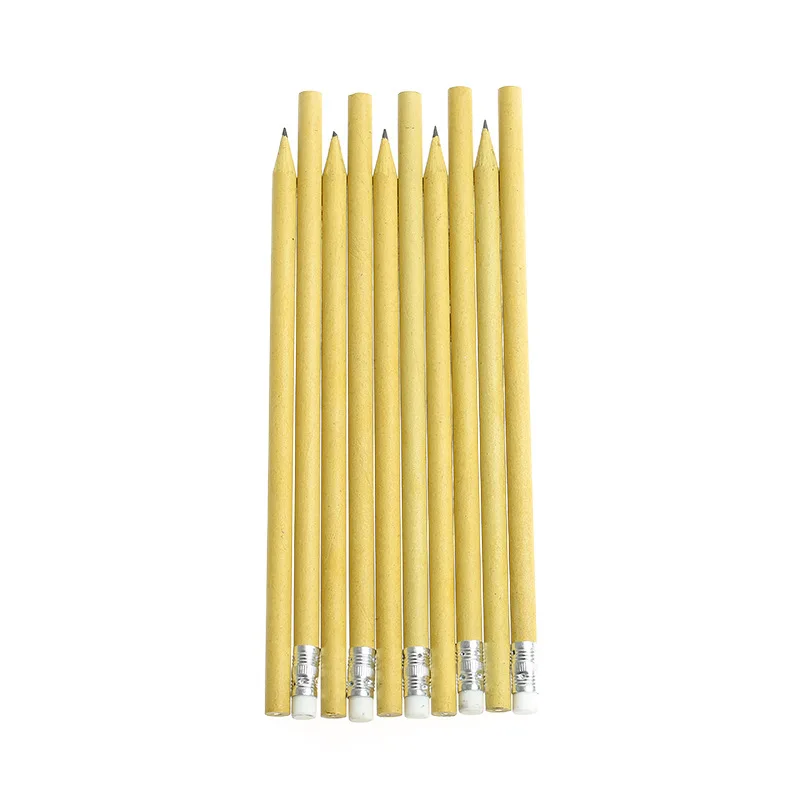 Creative eco-friendly non toxic students recycled kraft paper hb pencils with custom logo sharpened
