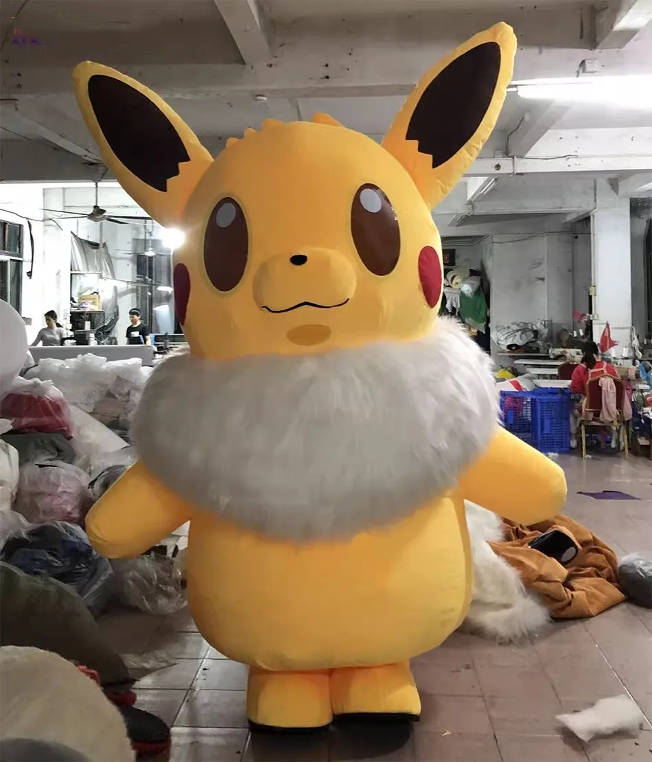 High Quality 2m/2.6m Plush Custom Cartoon Jolteon Mascot Inflatable Walking Animal Eevee Mascot Cartoon Costumes For Party