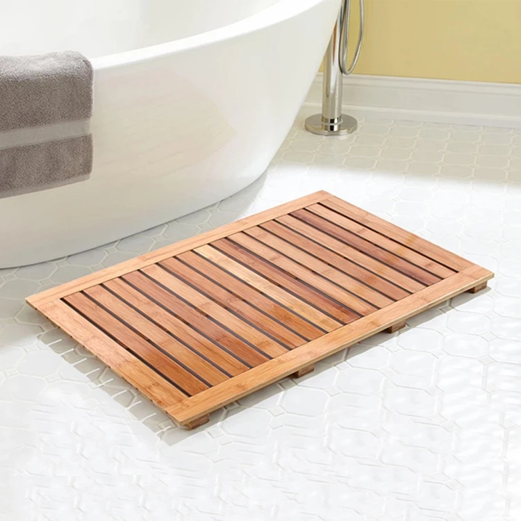 
Shower Bamboo High Quality Anti Slip Bath Mat Rug Bathroom 