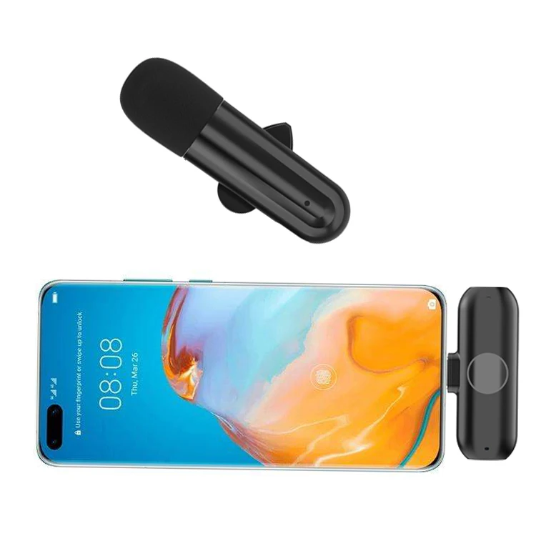 Portable Smart Mini Lavalier Wireless Microphone Type C Clip-on Stereo Noise Cancelling Live Video Streaming For Samsung