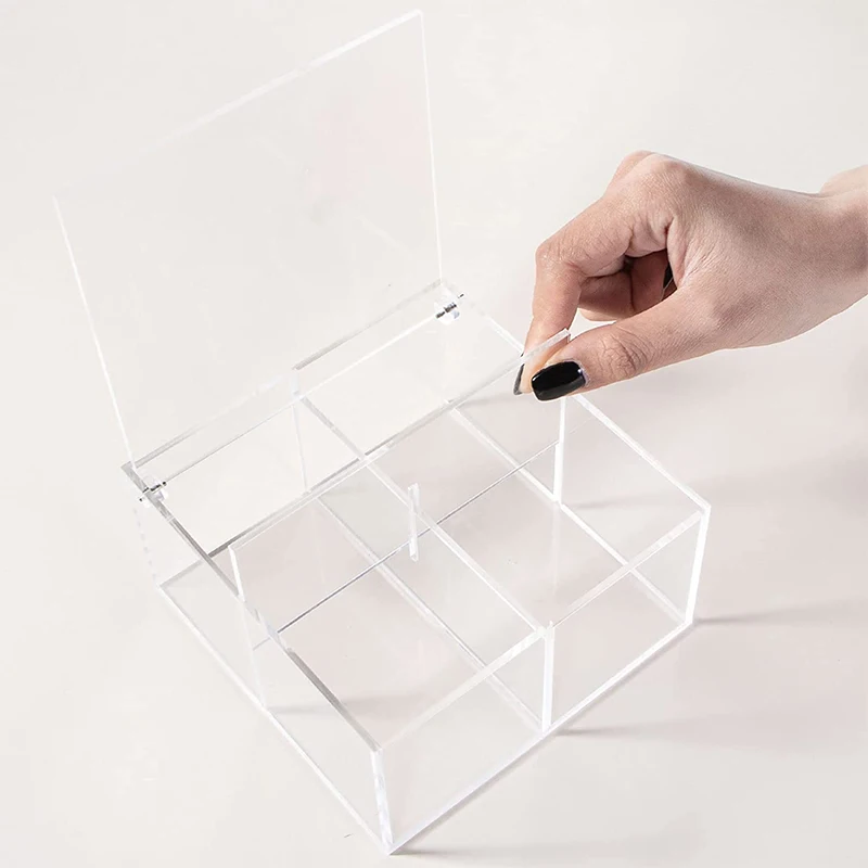 Factory custom acrylic jewelry box with 4 compartments, clear acrylic plexiglass boxes with lids,transparent acrylic storage box
