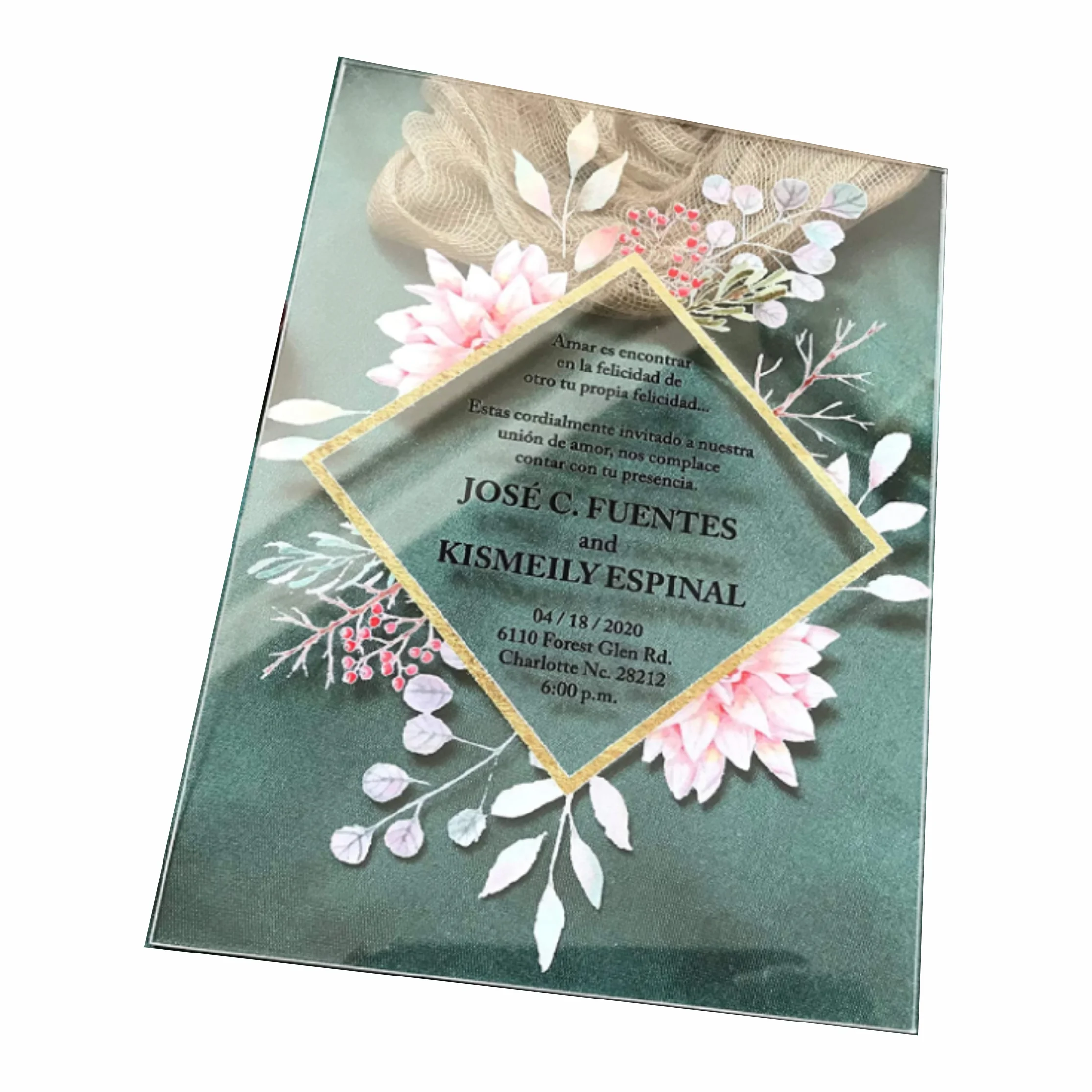 Acrylic wedding invitation cards with custom size and design