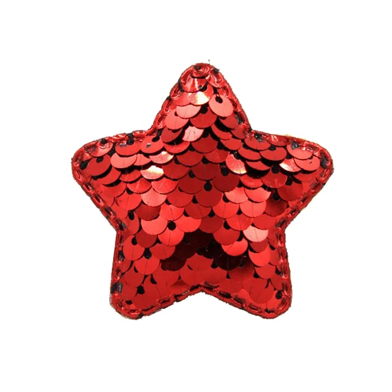 Customized Wholesale Low Cost Sew on 3D Padded Gold Reversible Sequin Multi Color Star Patches DIY Sequin Star Padded Applique